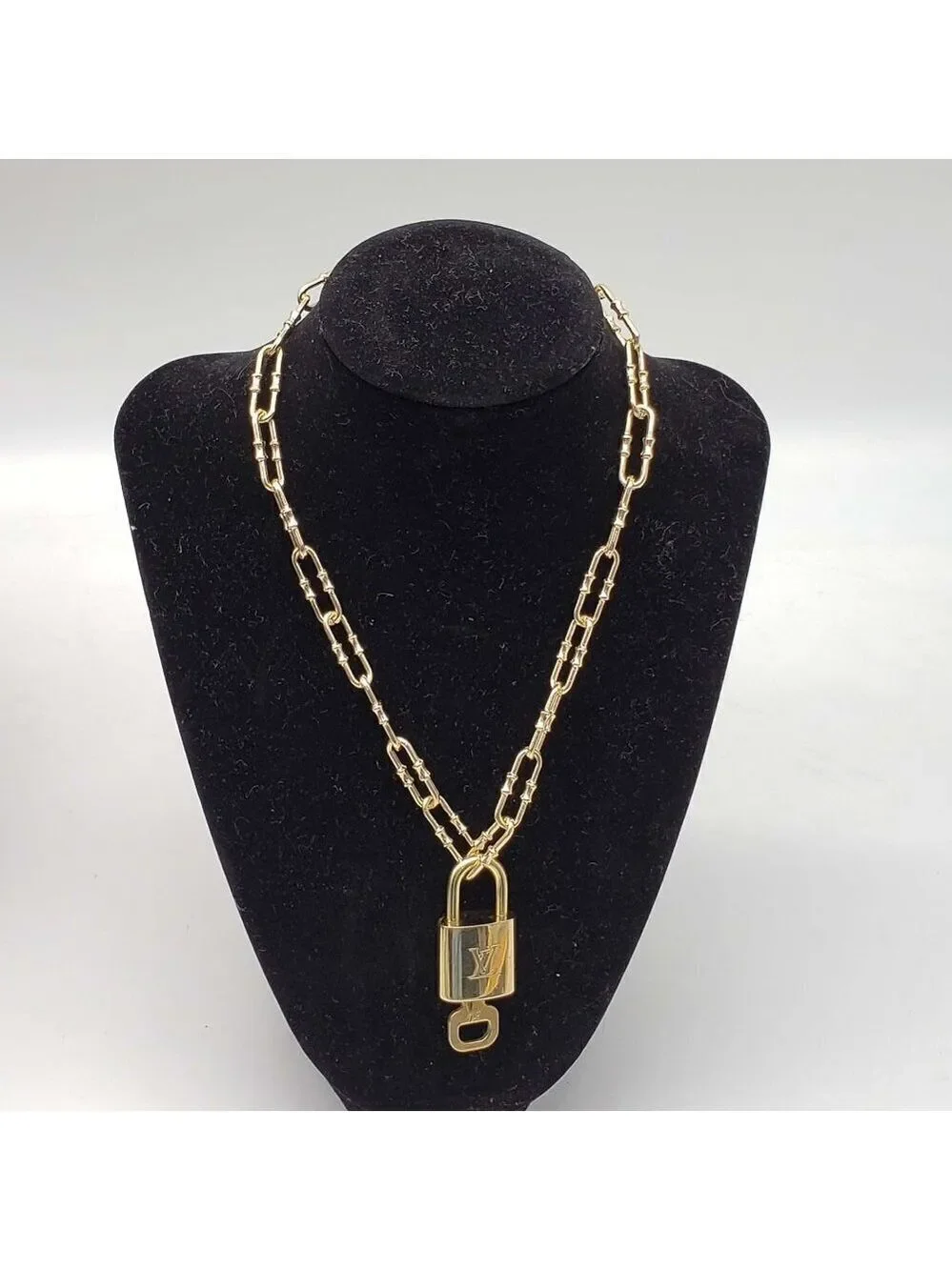 Authentic Louis Vuitton Lock and Key Gold Color with Gold Plated Chain Necklace
